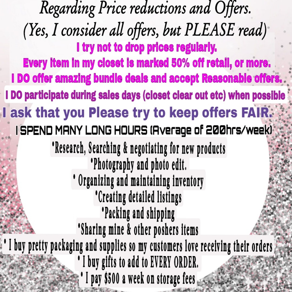 PLEASE read this listing & chart.YES,I accept reasonable offers+Bundle Discounts